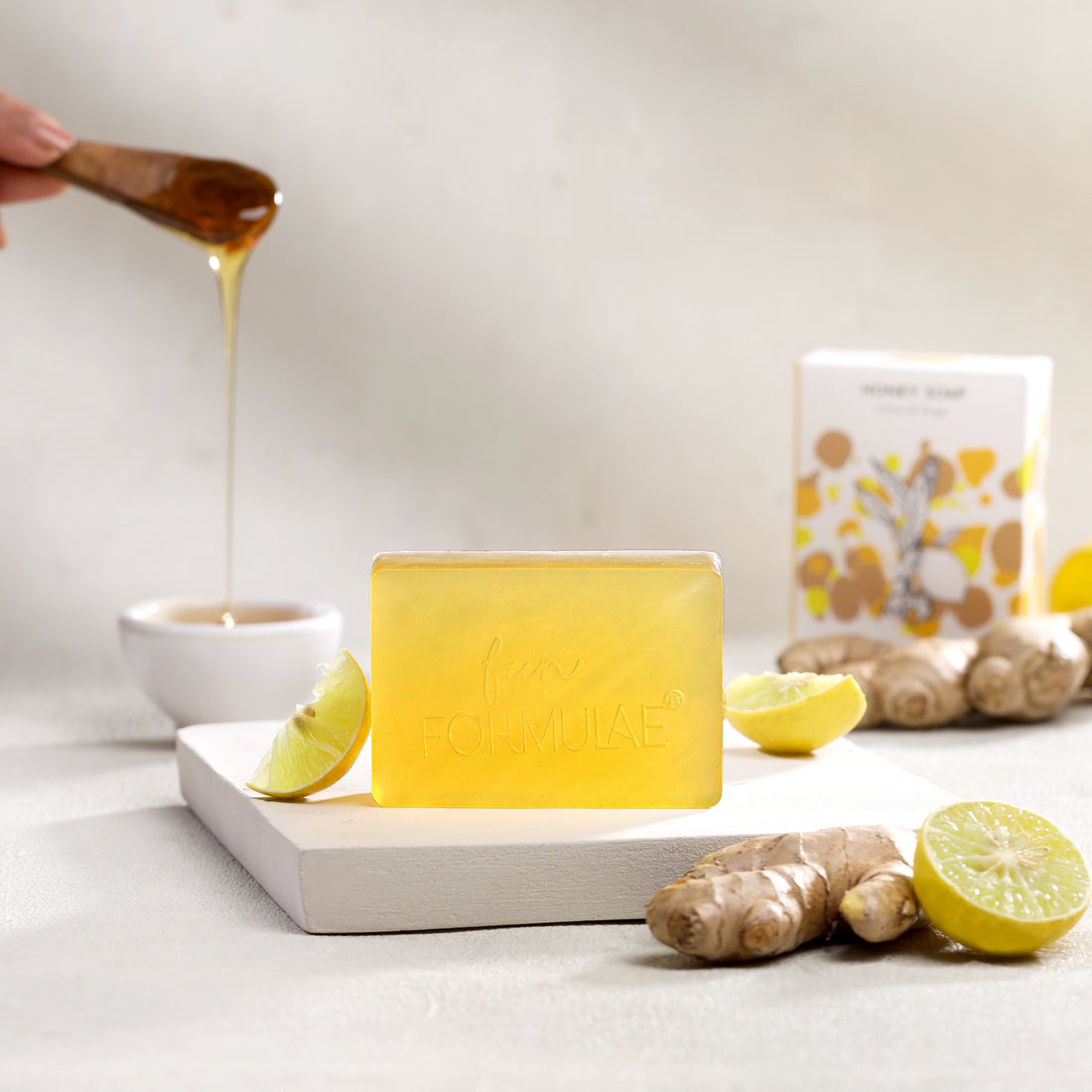 CLARIFYING BALANCING HONEY SOAP with essential oils of Lemon and Ginger