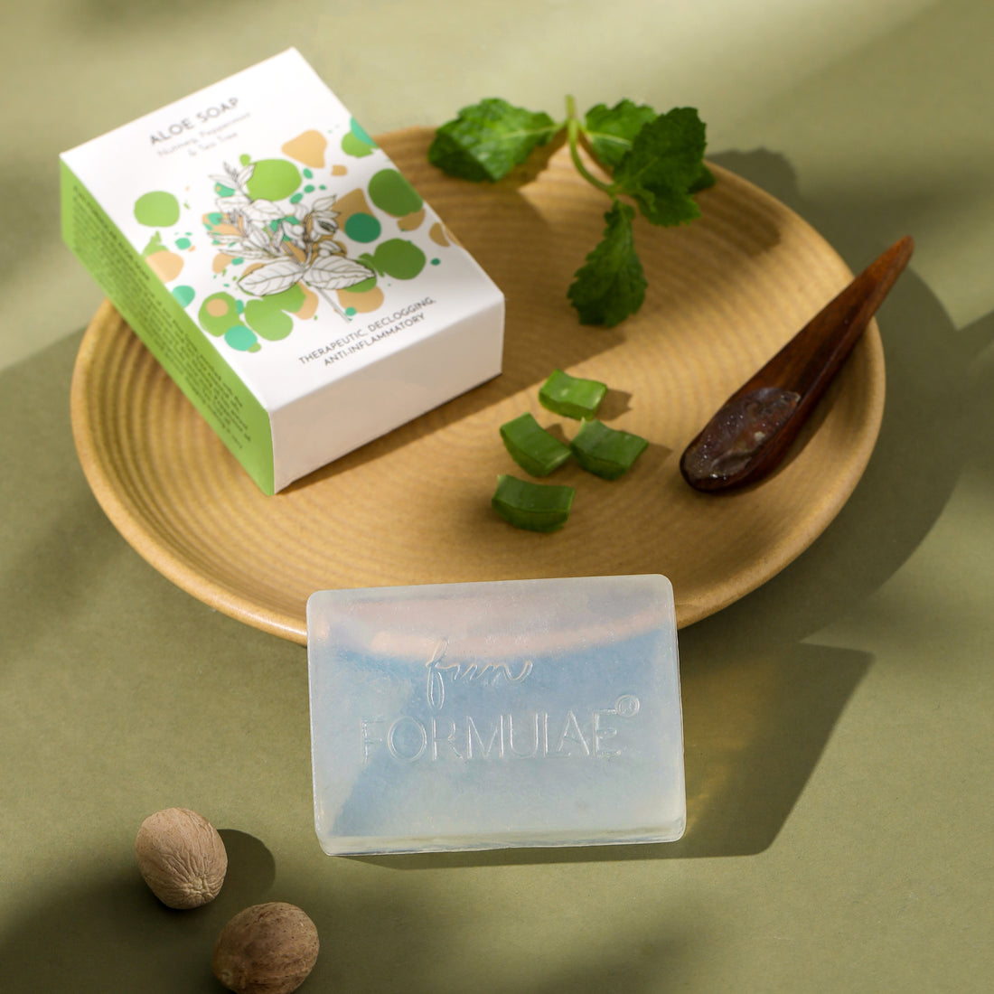THERAPEUTIC CLARIFYING ALOE SOAP with essential oils of Nutmeg, Peppermint and Tea Tree