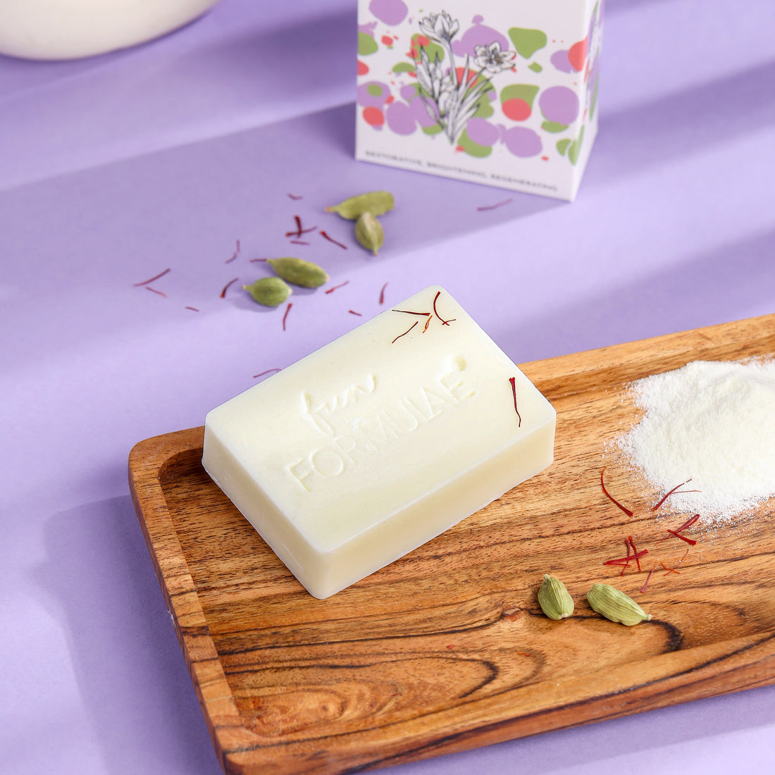 RESTORATIVE REGENERATING GOAT MILK SOAP with essential oils of Cardamom and Saffron