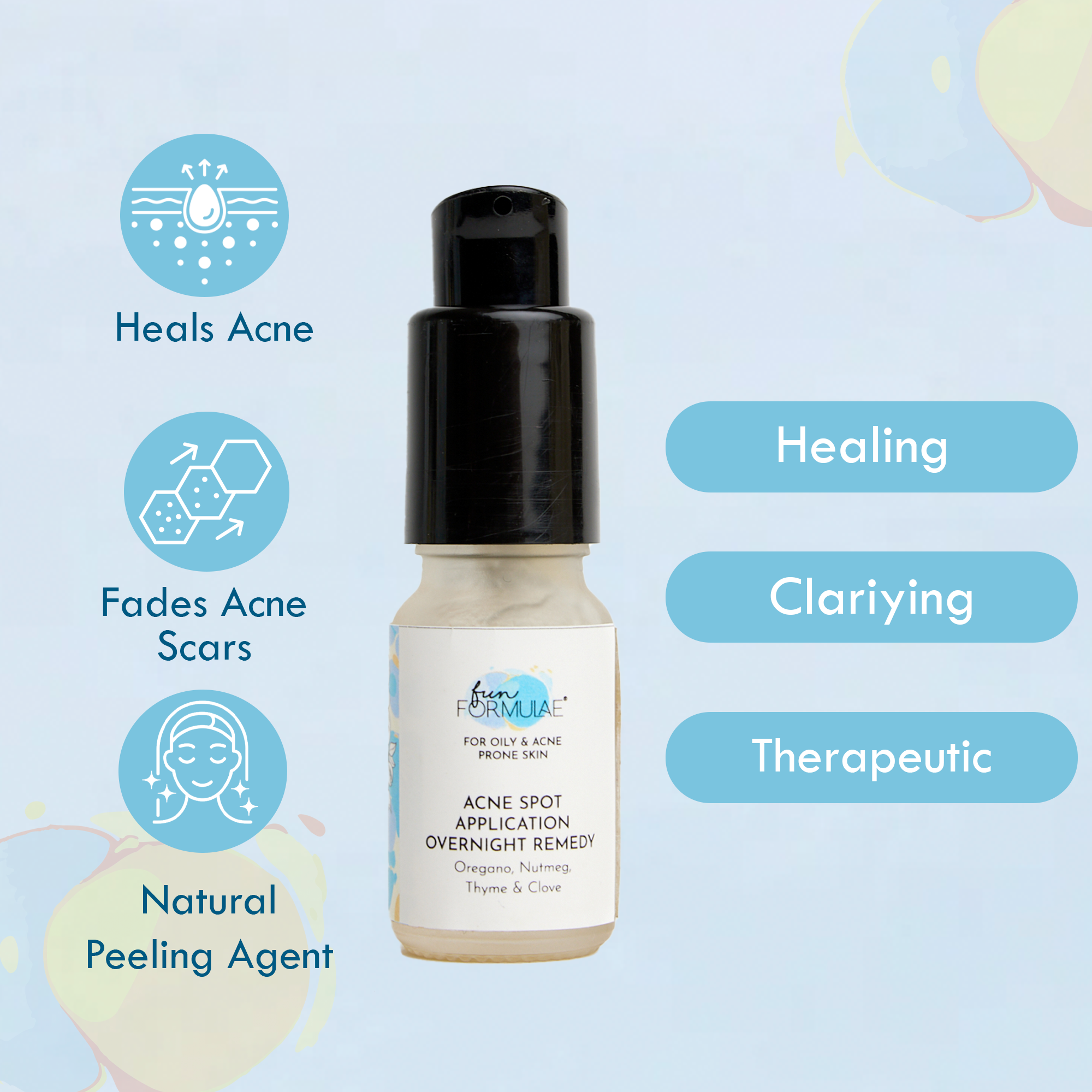 Face Serum | Natural &amp; Anti Inflammatory Acne Spot Overnight Remedy with Oregano,Thyme, Nutmeg &amp; Clove Oil Essence | 10 ml